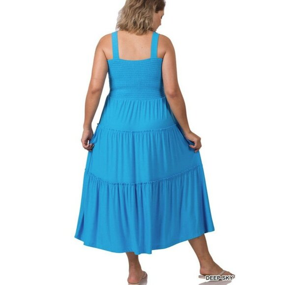 Plus Smocked Tiered Midi Dress - Picture 10 of 14